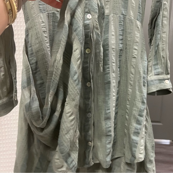 Zara women’s button up wrap dress size S green striped - Picture 9 of 11